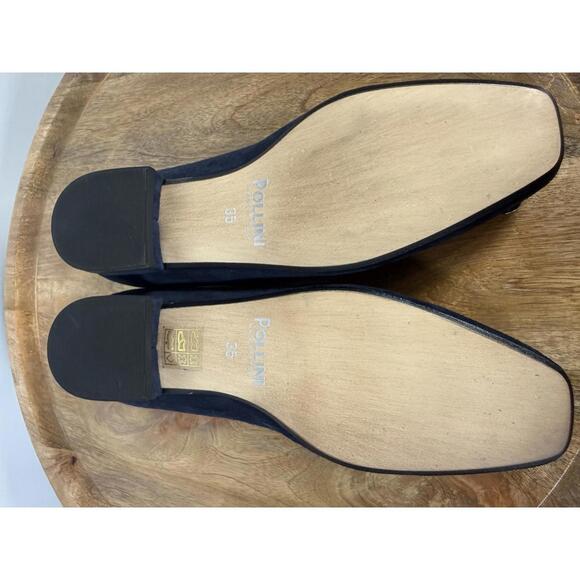 Pollini Clodette15 Oceano Navy Suede Ballerinas w/ Gold Plaque EU 35 / US 5 NWB - Picture 3 of 12